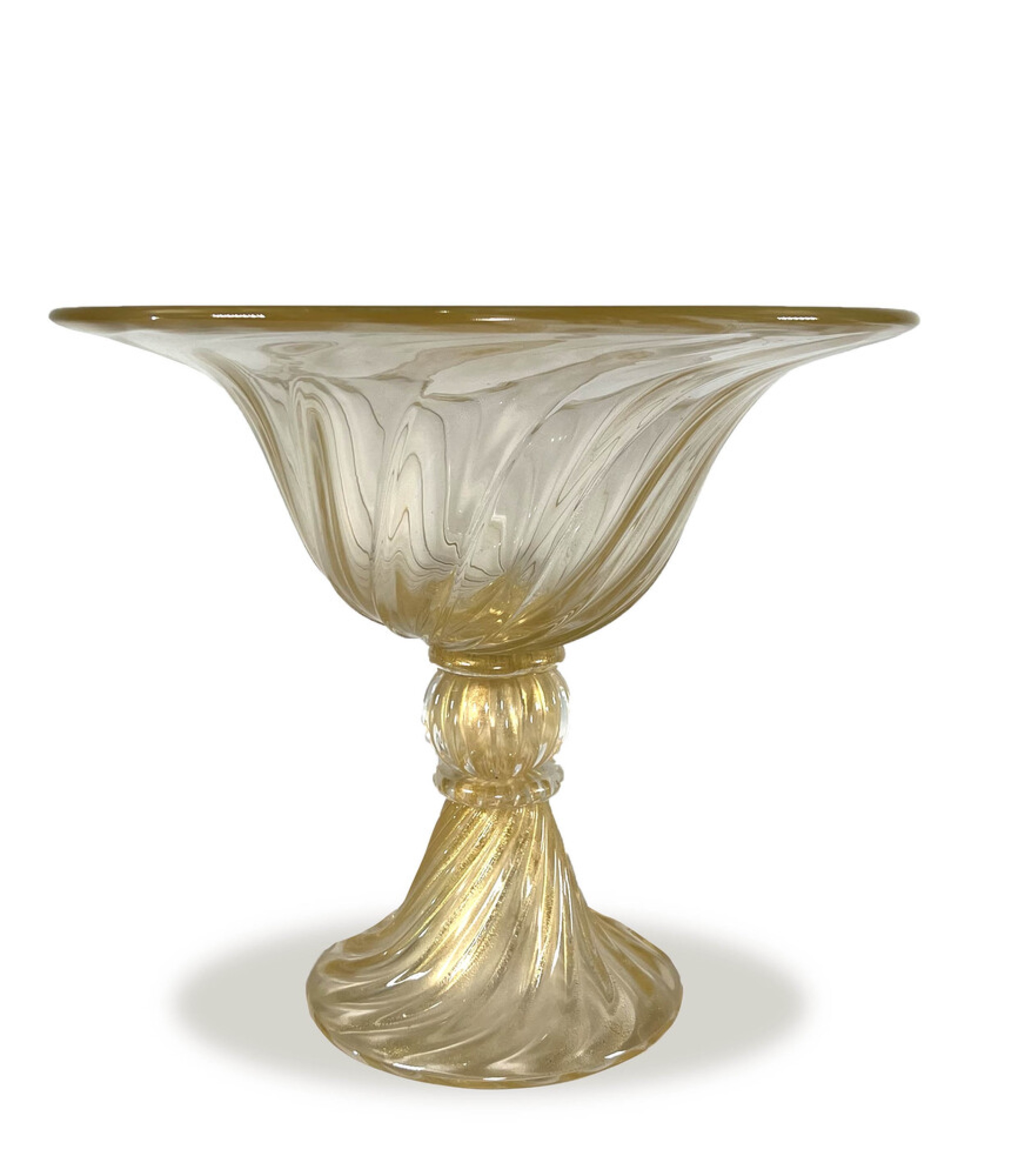 Italian mid century large murano glass bowl with a spiral design